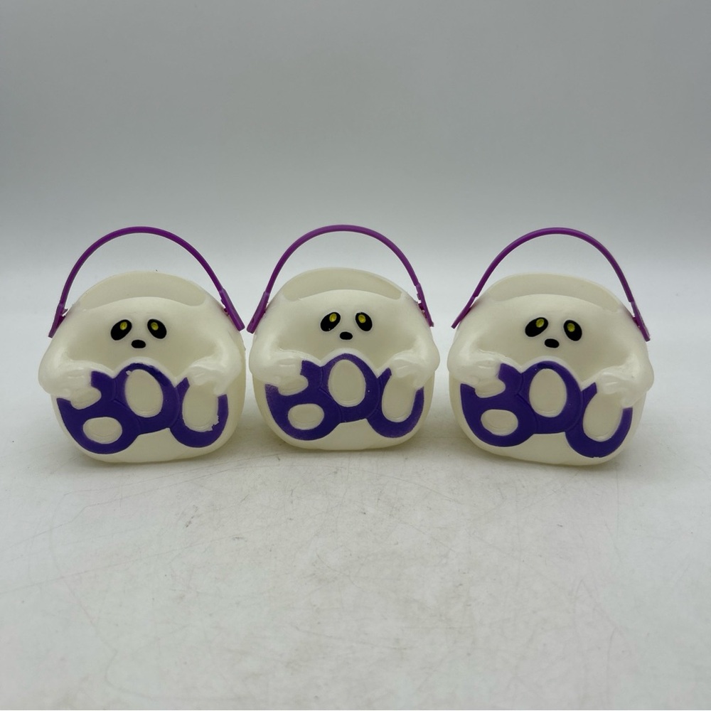 Vtg Halloween BOO Ghost Mini Pail Buckets - Blow Mold - Easter Unlimited Candy